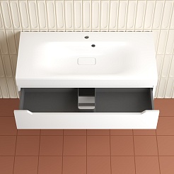 Style Line Тумба с раковиной Остин 100 подвесная белая матовая – фотография-5